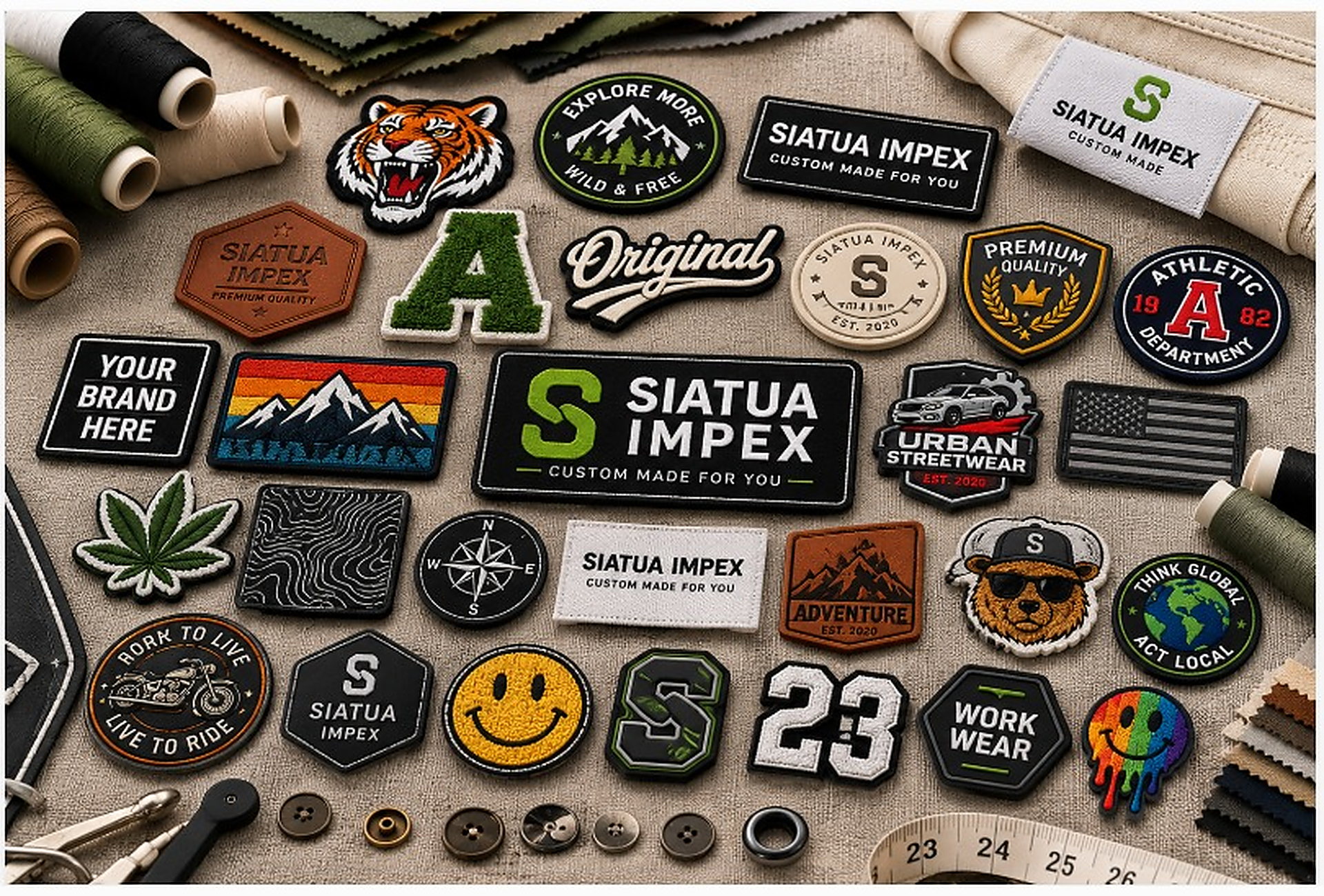 Custom embroidered, leather and PVC patches by Siatua Impex